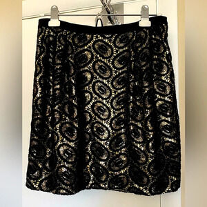 NWT 3.1 Phillip Lim Black Lace Overlay Gold Sequin Lining Skirt w/ Pockets Sz 6